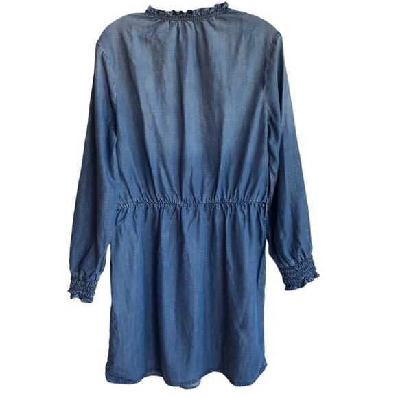 Cloth and Stone Tencel Chambray Ruffled Shirtdress size L Ombre, no belt - Picture 2 of 7